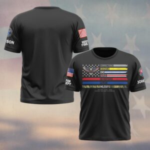 Custom Name & Department First Responders Flag America Eagle Support Our Hometown Heroes #DQH0642 - T-shirt