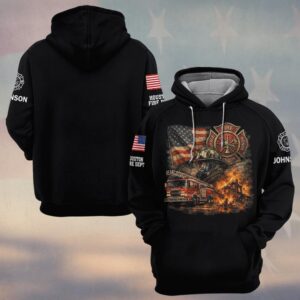 Custom Name & Department Answer the Call Fireground Valor Firefighter #DQH0648 - Hoodie