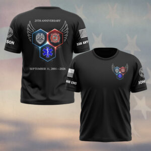 Custom Name & Department Heroes United September 11 25 Years Anniversary First Responders #DQH0652 - T-shirt