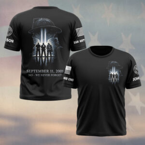 Custom Name & Department First Responders 343 September 11 Never Forget First Responders #DQH0654 - T-shirt