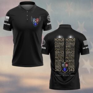 Custom Name & Department September 11 25th Anniversary Twin Towers Text Of Honor #DQH0656 - Polo