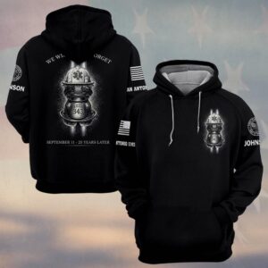 Custom Name & Department We Will Never Forget 343 Tribute September 11 25th Anniversary First Responders Gears #DQH0658 - Hoodie