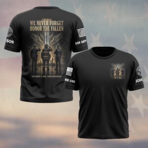 Custom Name & Department We Never Forget Honor The Fallen September 11 25th Anniversary First Responders #DQH0663 - T-shirt