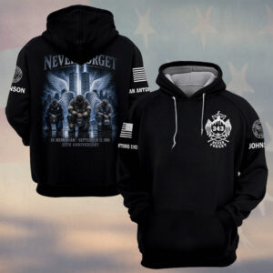 Custom Name & Department September 11 25th Anniversary In Memoriam Never Forget First Responders #DQH0665 - Hoodie