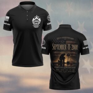 Custom Name & Department First Responders 9/11 25th Anniversary Ground Zero Memorial Tribute First Responders #DQH0684 - Polo