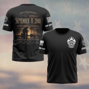 Custom Name & Department First Responders 9/11 25th Anniversary Ground Zero Memorial Tribute First Responders #DQH0684 - T-shirt