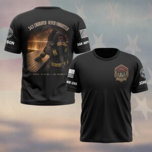 Custom Name & Department First Responders 9/11 25th Anniversary Wall of the Fallen Heroes #DQH0687 - T-shirt