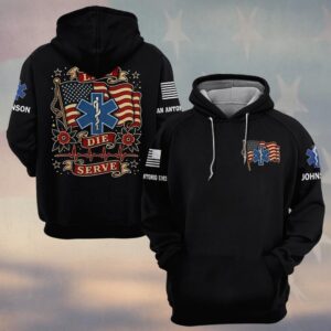 Custom Name & Department Live Die Serve: Vintage EMS Legacy First Responders #DQH0696 - Hoodie