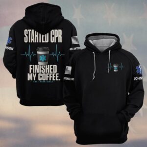 Custom Name & Department Started CPR: Coffee Before Patients First Responders #DQH0701 - Hoodie