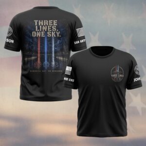 Custom Name & Department Three Lines One Sky First Responders Memorial #DQH0704 - T-shirt