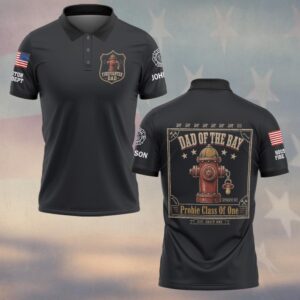 Custom Name & Dept Dad Of The Appartus Bay Firefighter Fathers Day #DQH0715 - Polo