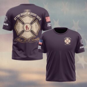 Custom Name & Dept At The Heart Of Every Oath There Is A Family Firefighter Fathers Day #DQH0722 - T-shirt