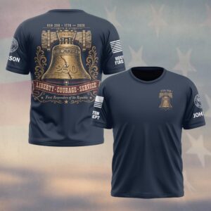 Custom Name & Department Liberty Courage Service First Responders USA 250 #DQH0724 - T-shirt