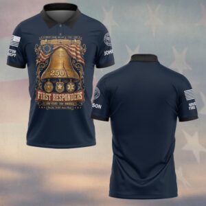 Custom Name & Department First Responders USA 250 Liberty Holds The Line #DQH0730 - Polo