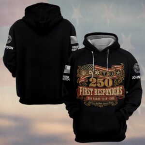 Custom Name & Department First Responders USA 250 Six Lines One Pledge America's Bravest #DQH0731 - Hoodie