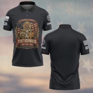 Custom Name & Department First Responders USA 250 The Trinity of the Brave Fire Police EMS #DQH0732 - Polo