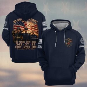 Custom Name & Department First Responders 9/11 25 Years Anniversary Brotherhood Of The Fallen #DQH0737 - Hoodie