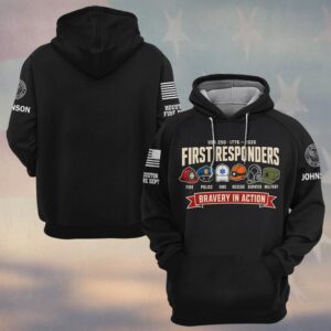 Custom Name & Department First Responders USA 250 Bravery In Action Headgear Squad #DQH0742 - Hoodie