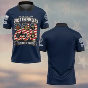 Custom Name & Department First Responders USA 250 Years Of Courage #DQH0748 - Polo
