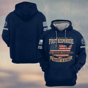 Custom Name & Department First Responders USA 250 Bravery In Action United States Map #DQH0750 - Hoodie