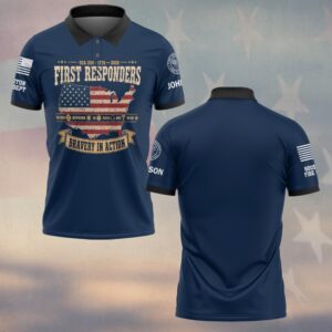 Custom Name & Department First Responders USA 250 Bravery In Action United States Map #DQH0750 - Polo