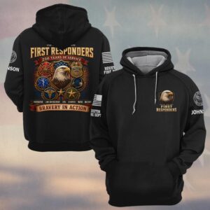 Custom Name & Department First Responders USA 250 Years Of Service Bravery In Action #DQH0760 - Hoodie