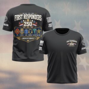 Custom Name & Department First Responders USA 250 America's Bravest #DQH0766 - T-shirt