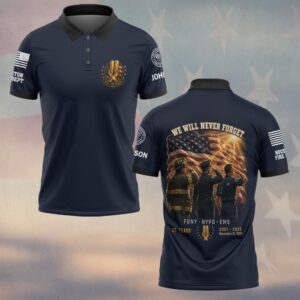 Custom Name & Department First Responders 9/11 25 Years Anniversary FDNY NYPD EMS Forever #DQH0768 - Polo