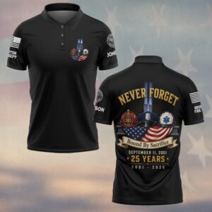Custom Name & Department First Responders 9/11 25 Years Anniversary Bound By Sacrifice #DQH0773 - Polo