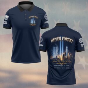 Custom Name & Department First Responders 9/11 25 Years Anniversary From The Ashes We Rose #DQH0775 - Polo