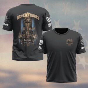 Custom Name & Department First Responders 9/11 25 Years Anniversary We Carry Them Still #DQH0777 - T-shirt