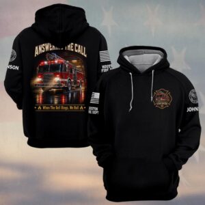 Custom Name & Department Answering The Call When The Bell Rings We Roll Firefighter #DQH0786 - Hoodie