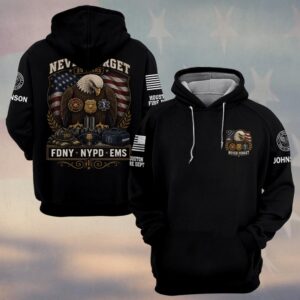 Custom Name & Department First Responders 9/11 Beneath One Flag #DQH0792 - Hoodie