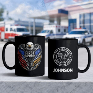 Custom Name Eagle First Responders #DEP002 - Black Mug