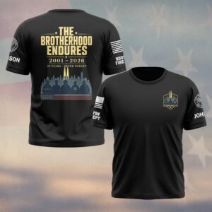 Custom Name & Department First Responders 9/11 25 Years Anniversary The Brotherhood Endures #DQH0805 - T-shirt