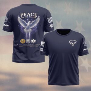 Custom Name & Department First Responders 9/11 25 Years Anniversary Peace To The Fallen #DQH0807 - T-shirt