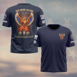 Custom Name & Department First Responders 9/11 25 Years Anniversary We Rose As One #DQH0809 - T-shirt