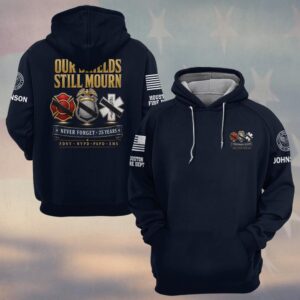 Custom Name & Department First Responders 9/11 25 Years Anniversary Our Shields Still Mourn #DQH0811 - Hoodie