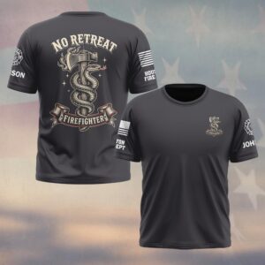 Custom Name & Department No Retreat Firefighter #DQH0815 - T-shirt
