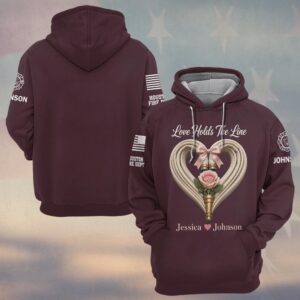 Custom Name & Fire Dept Love Hold The Line Firefighter's Wife #DQH0823 - Hoodie