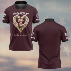 Custom Name & Fire Dept Love Hold The Line Firefighter's Wife #DQH0823 - Polo