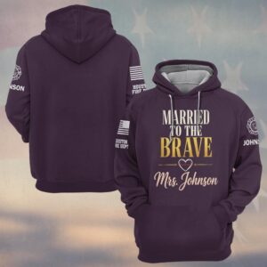 Custom Name & Fire Dept Married To The Brave Firefighter's Wife #DQH0826 - Hoodie