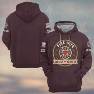 Custom Name & Fire Dept Firefighter's Wife Pride Maltese Cross #DQH0827 - Hoodie