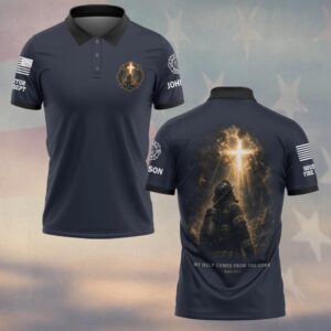 Custom Name & Department My Help Comes From The Lord Psalm 121:2 Firefighter #DQH0828 - Polo