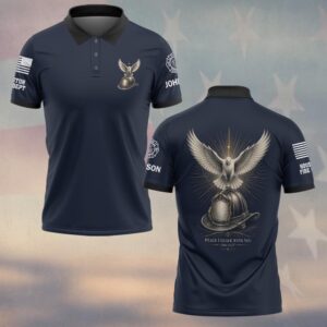 Custom Name & Department Firefighter Guardian Dove & Helmet #DQH0830 - Polo