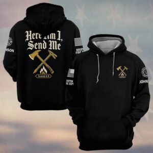 Custom Name & Department Here Am I Send Me Isaiah 6:8 Firefighter #DQH0832 - Hoodie