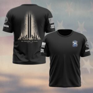 Custom Name & Department First Responders 9/11 25 Years Anniversary Towers Of Light #DQH0835 - T-shirt