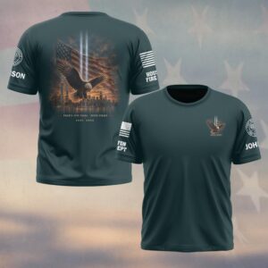 Custom Name & Department First Responders 9/11 25 Years Anniversary On Eagle's Wings #DQH0836 - T-shirt