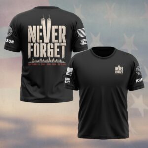 Custom Name & Department First Responders 9/11 25 Years Anniversary Never Forget #DQH0837 - T-shirt