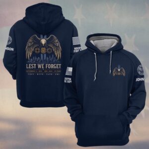 Custom Name & Department First Responders 9/11 25 Years Anniversary Lest We Forget #DQH0838 - Hoodie